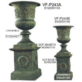 Socle et vase en fonte