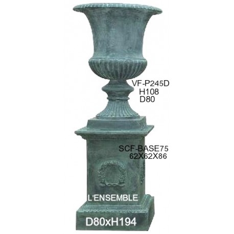 Socle et vase en fonte